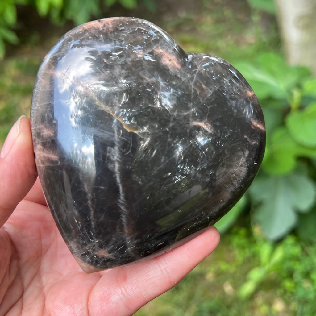 Inima piatra lunii somon gri | Model 2, pietre semipretioase - druzy.ro 2 