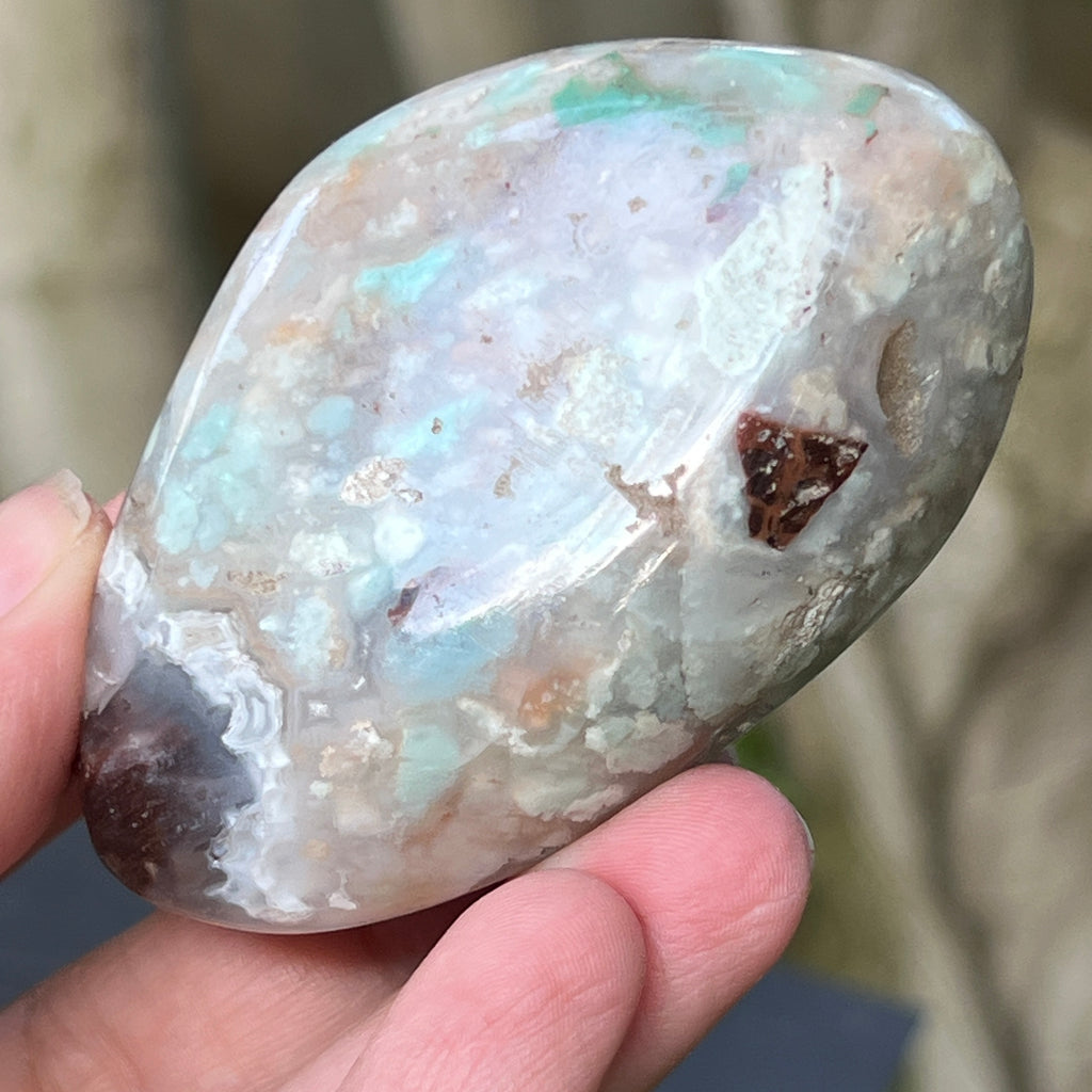 Palmstone calcedonie cu crom albastru-verzuie din Zimbabwe | Model 5, pietre semipretioase - druzy.ro 4 