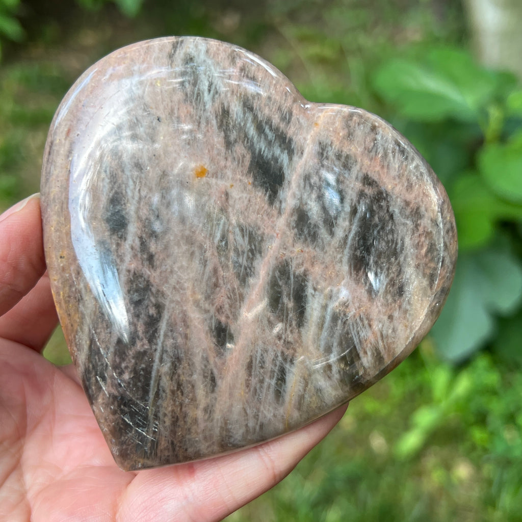 Inima piatra lunii somon gri | Model 1, pietre semipretioase - druzy.ro 3 