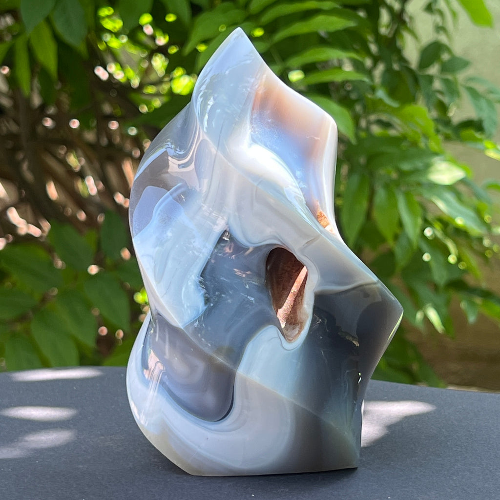 Sculptura forma flacara din agat m5, pietre semipretioase - druzy.ro 2 