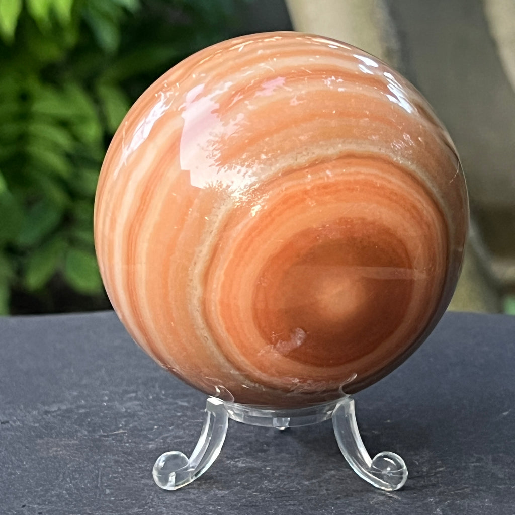 Sferă de onix portocaliu dungat  | Model 5, pietre semipretioase - druzy.ro 2 