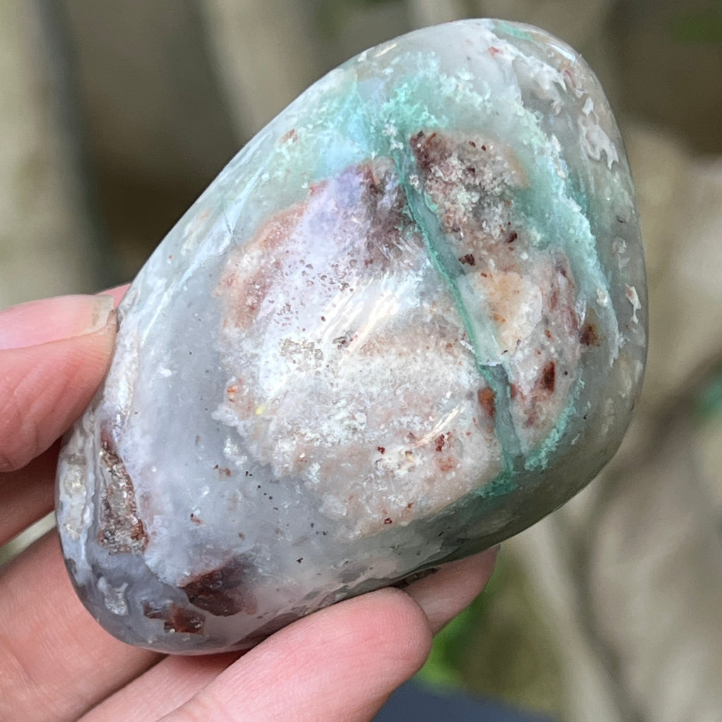 Palmstone calcedonie cu crom albastru-verzuie din Zimbabwe | Model 5, pietre semipretioase - druzy.ro 6 