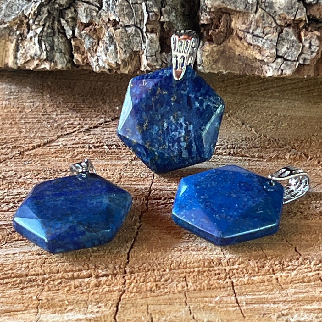 Pandantiv forma hexagon lapis lazuli, pietre semipretioase - druzy.ro 3 