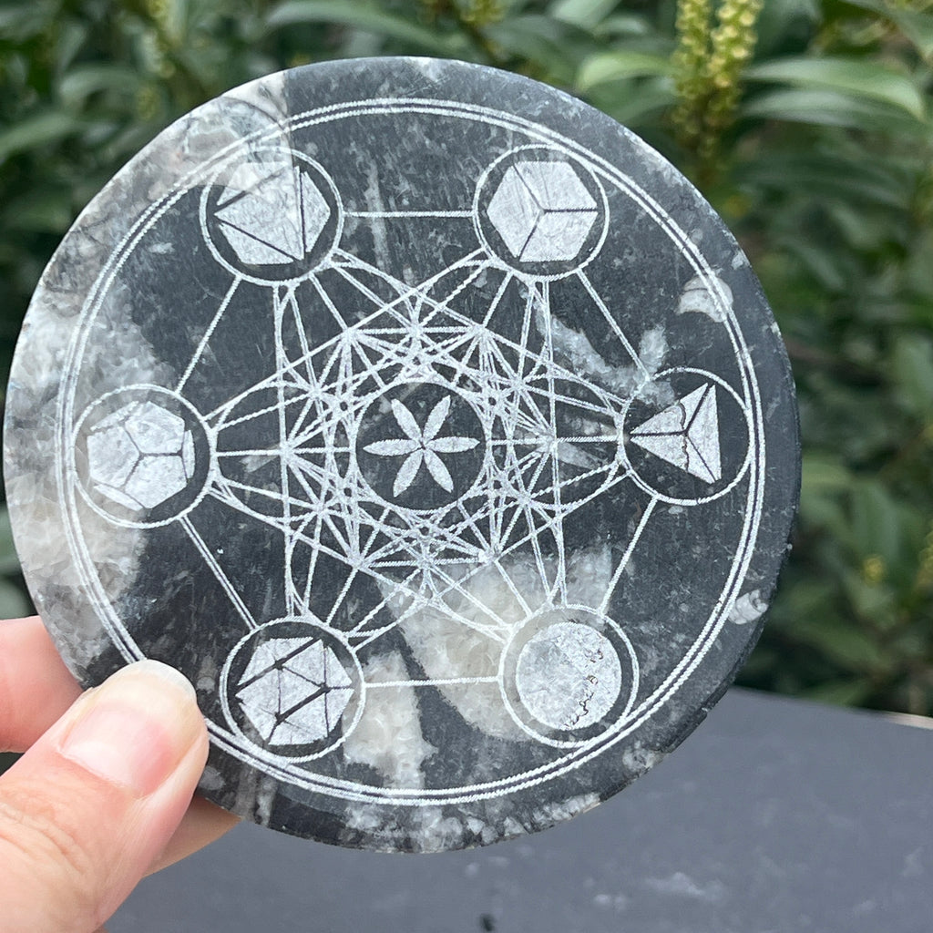 Disc Fosil Orthoceras forma Metatron, pietre semipretioase - druzy.ro 2 