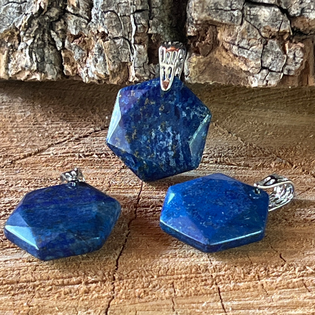 Pandantiv forma hexagon lapis lazuli, pietre semipretioase - druzy.ro 2 