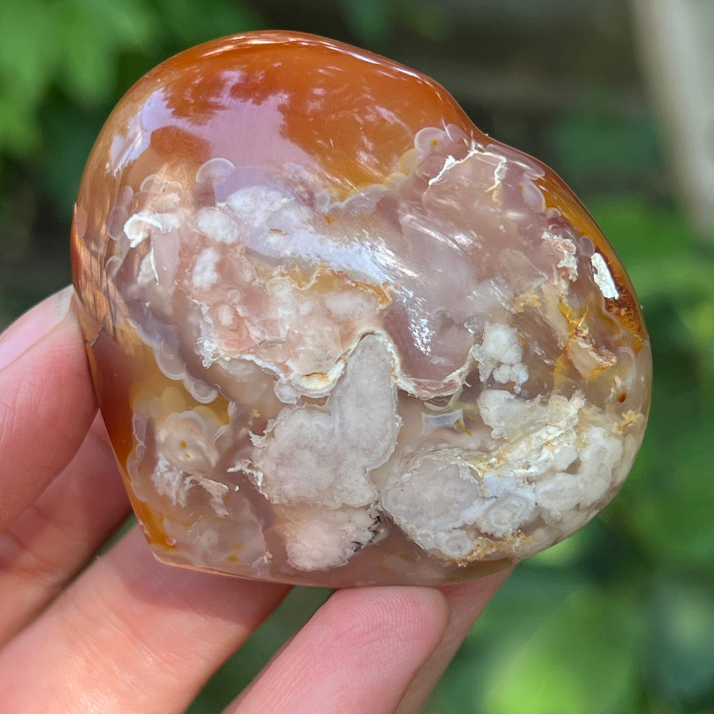 Inima agat coral floare rosu m1, pietre semipretioase - druzy.ro 2 