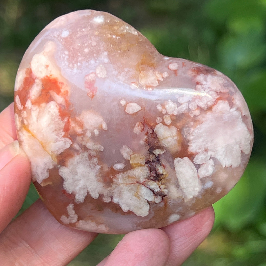 Inima agat coral floare gri m2, pietre semipretioase - druzy.ro 1 