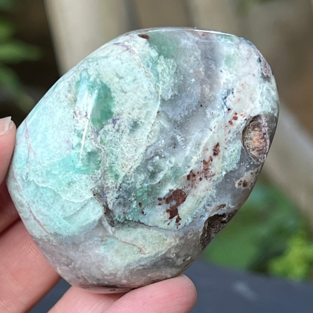 Palmstone calcedonie cu crom albastru-verzuie din Zimbabwe | Model 1, pietre semipretioase - druzy.ro 5 