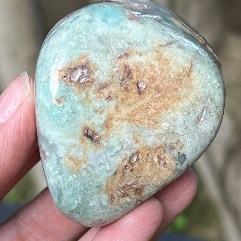 Palmstone calcedonie cu crom albastru-verzuie din Zimbabwe | Model 6, pietre semipretioase - druzy.ro 7 