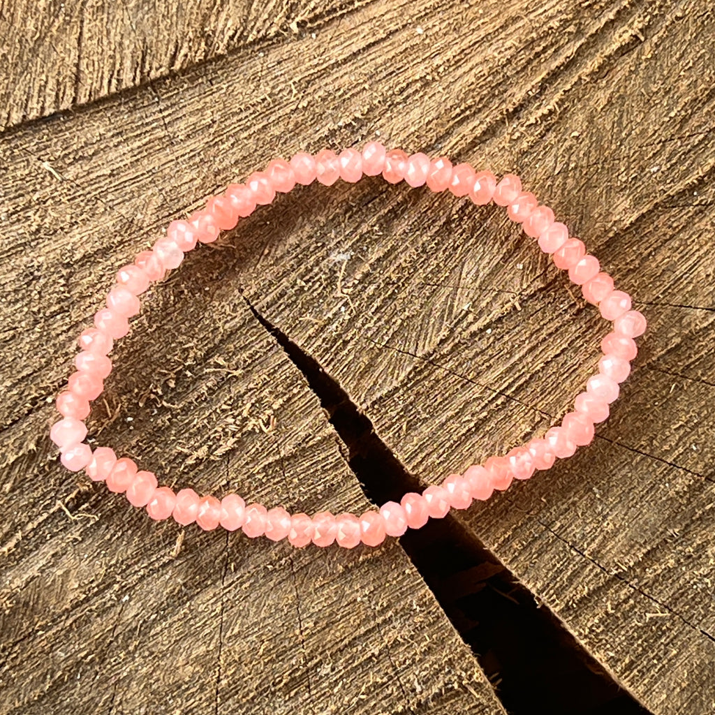 Bratara fatetata discuri agat roz 4 mm, pietre semipretioase - druzy.ro 2 