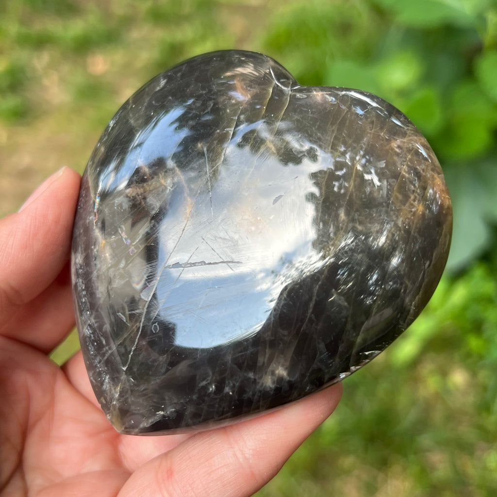 Inima piatra lunii somon gri | Model 4, pietre semipretioase - druzy.ro 2 