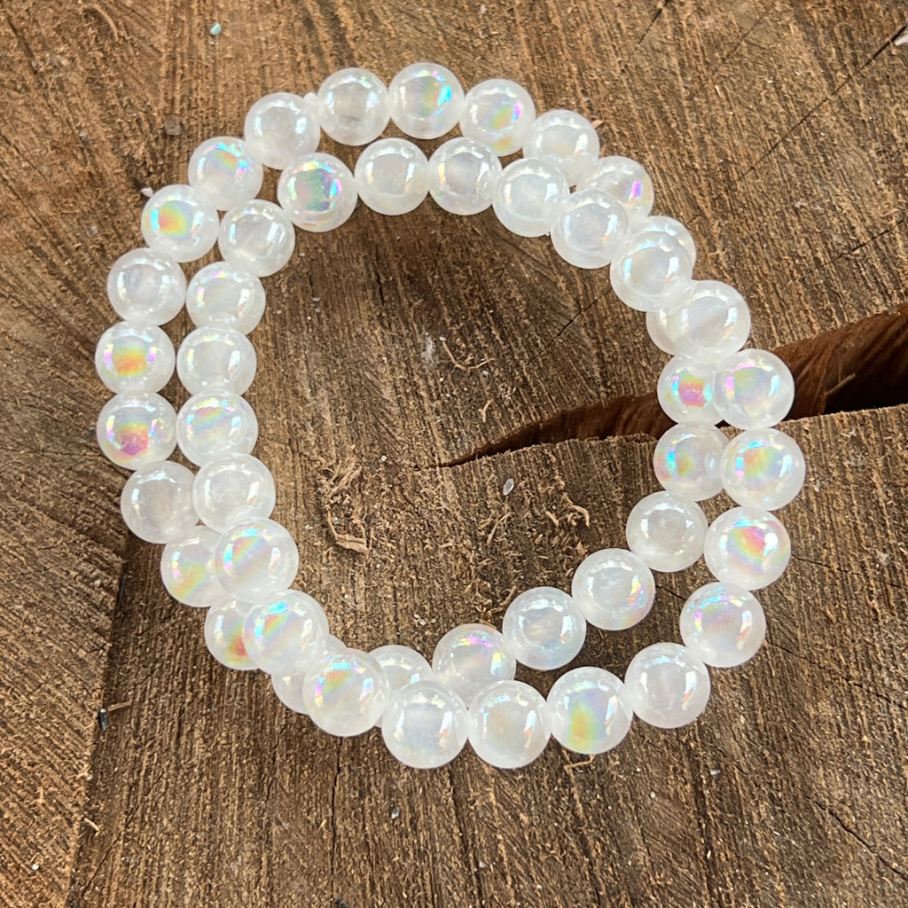 Bratara selenit 8 mm AURA RAINBOW, pietre semipretioase - druzy.ro 2 