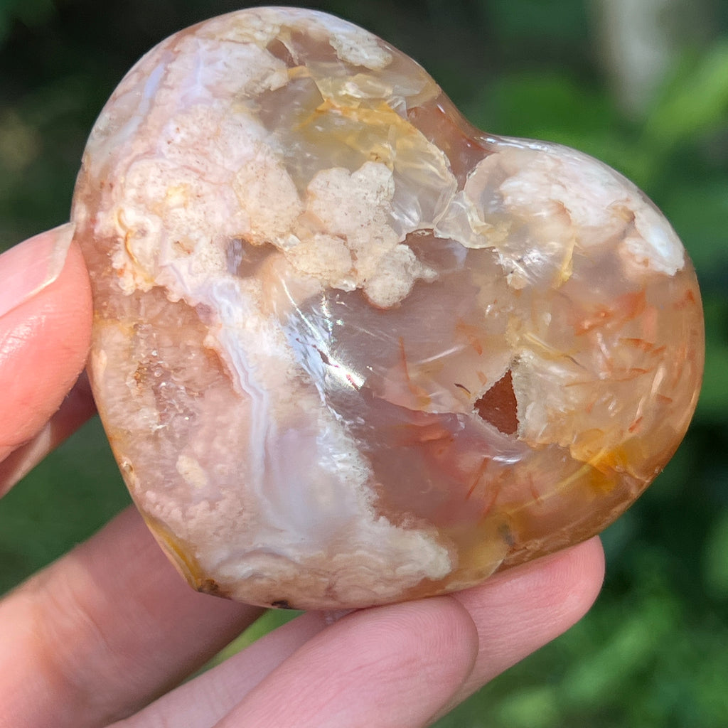 Inima agat coral floare | Model 5, pietre semipretioase - druzy.ro 1 