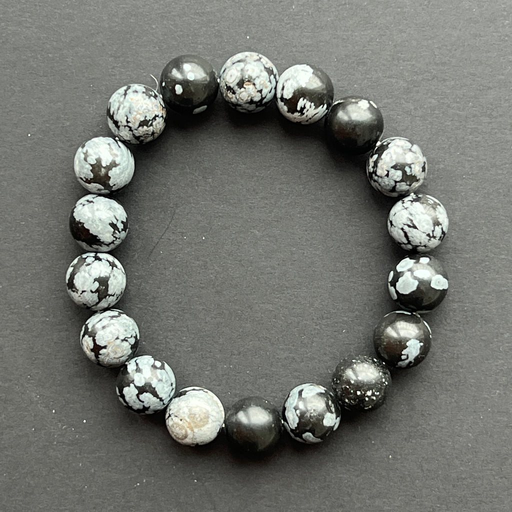 Brățară obisidian fulgi de zapada 10 mm, pietre semipretioase - druzy.ro 2 