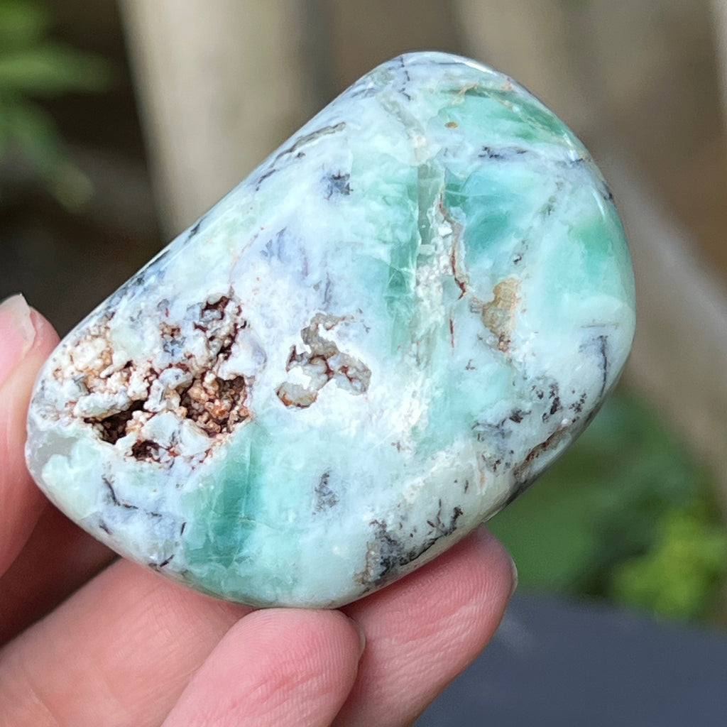 Palmstone calcedonie cu crom albastru-verzuie din Zimbabwe | Model 2, pietre semipretioase - druzy.ro 3 