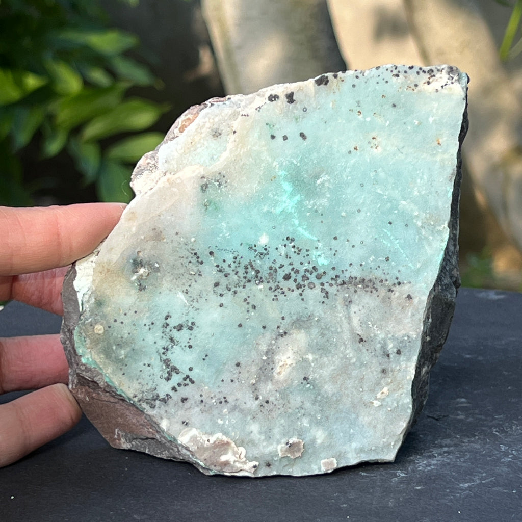 Cluster calcedonie cu crom albastru-verzuie din Zimbabwe | Model 2, pietre semipretioase - druzy.ro 1 