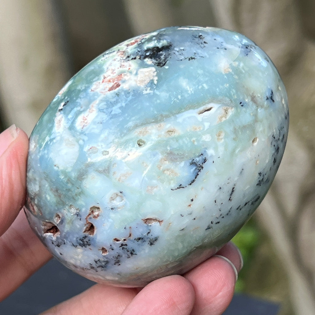 Ou calcedonie cu crom albastru-verzuie din Zimbabwe | Model 1, pietre semipretioase - druzy.ro 9 