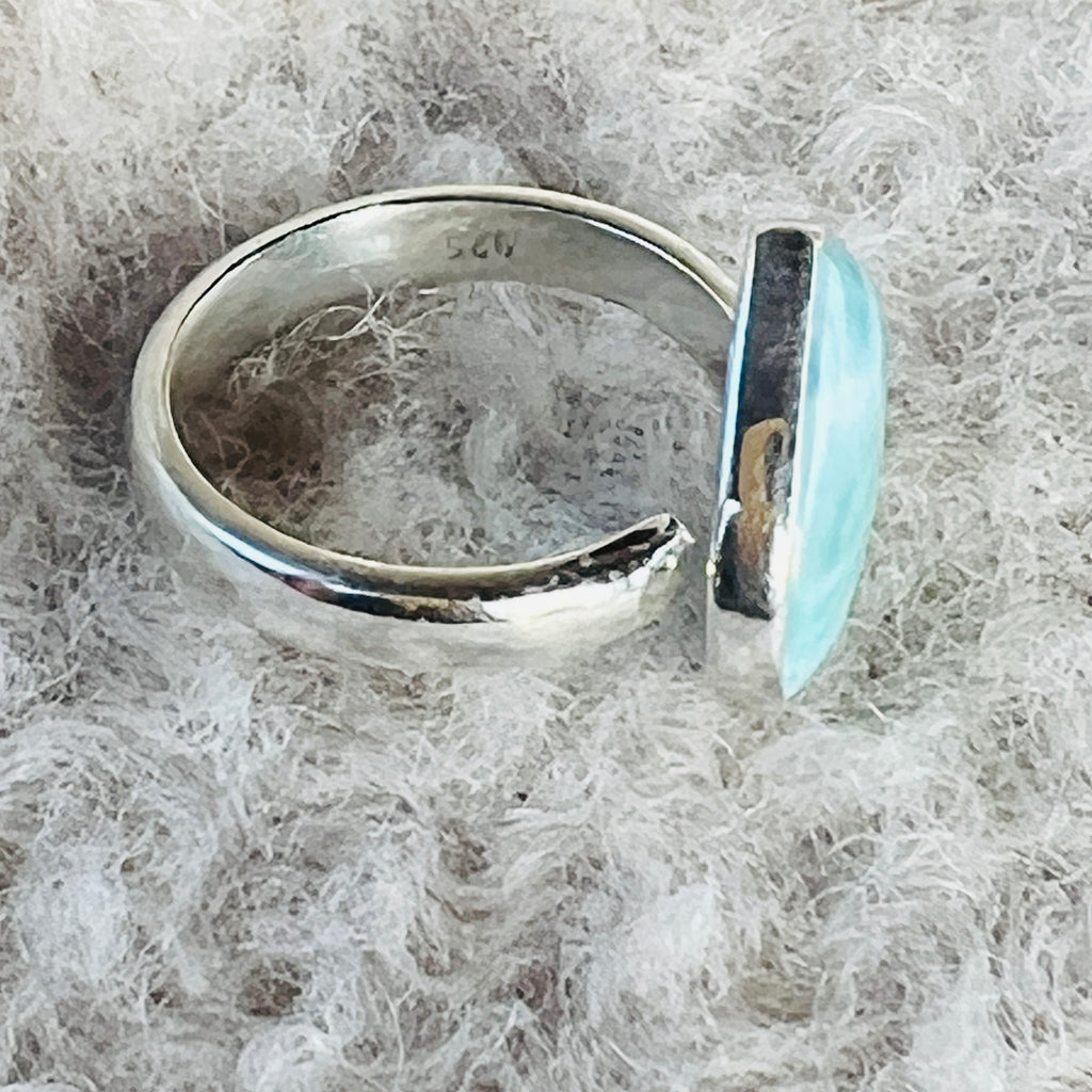 Inel ajustabil cu piatra larimar din argint model 1, pietre semipretioase - druzy.ro 3 