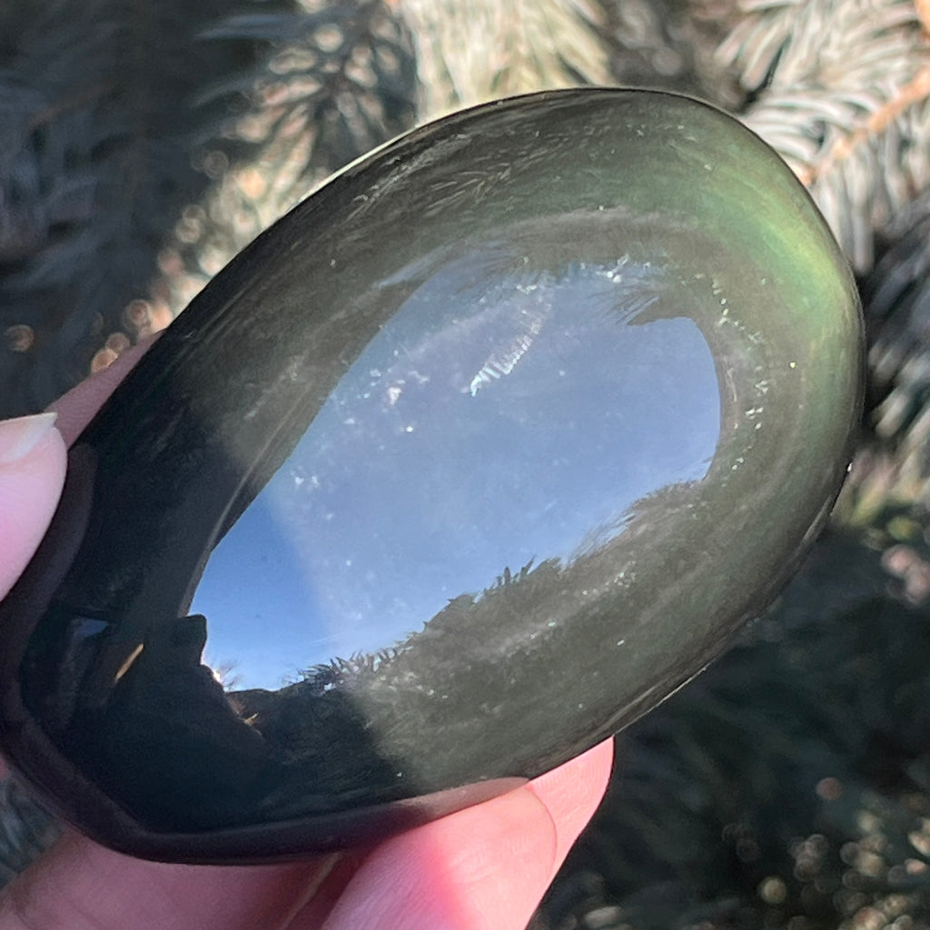 Obsidian curcubeu palmstone L model 5, pietre semipretioase - druzy.ro 2 