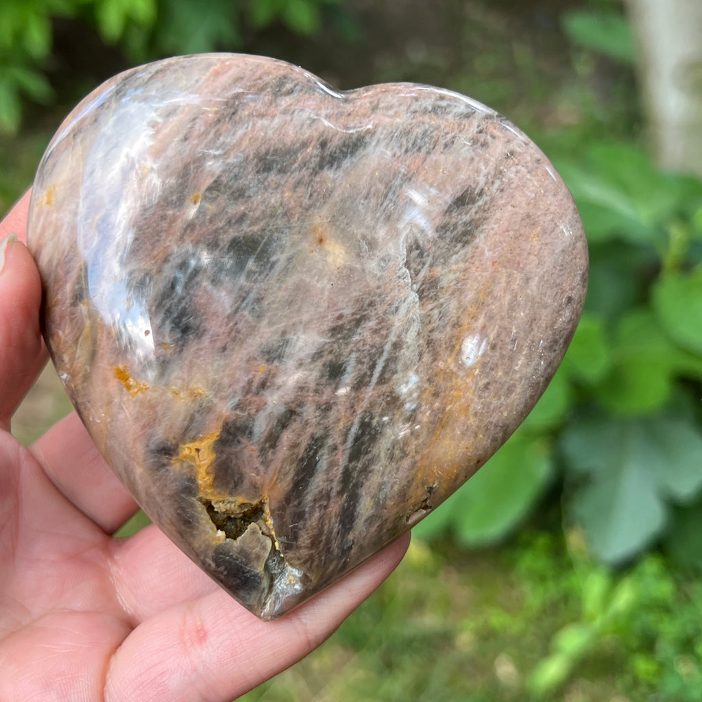 Inima piatra lunii somon gri | Model 1, pietre semipretioase - druzy.ro 1 