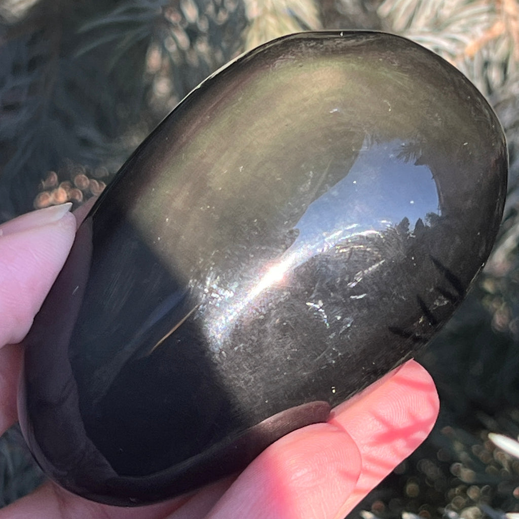 Obsidian curcubeu palmstone L model 5, pietre semipretioase - druzy.ro 8 