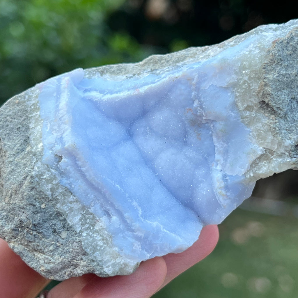 Calcedonie albastra / blue lace/ agat albastru piatra bruta m4, druzy.ro, cristale 3