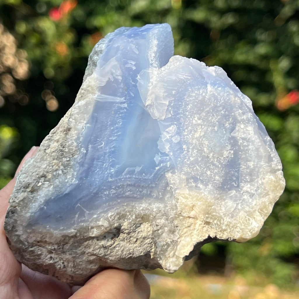 Calcedonie albastra / blue lace/ agat albastru piatra bruta m8, druzy.ro, cristale 2
