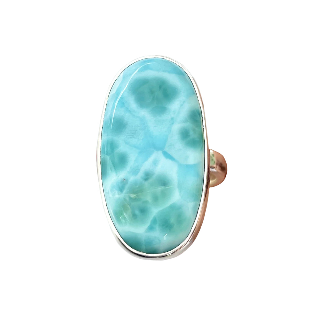 Inel ajustabil cu piatra larimar din argint model 2, pietre semipretioase - druzy.ro 1 