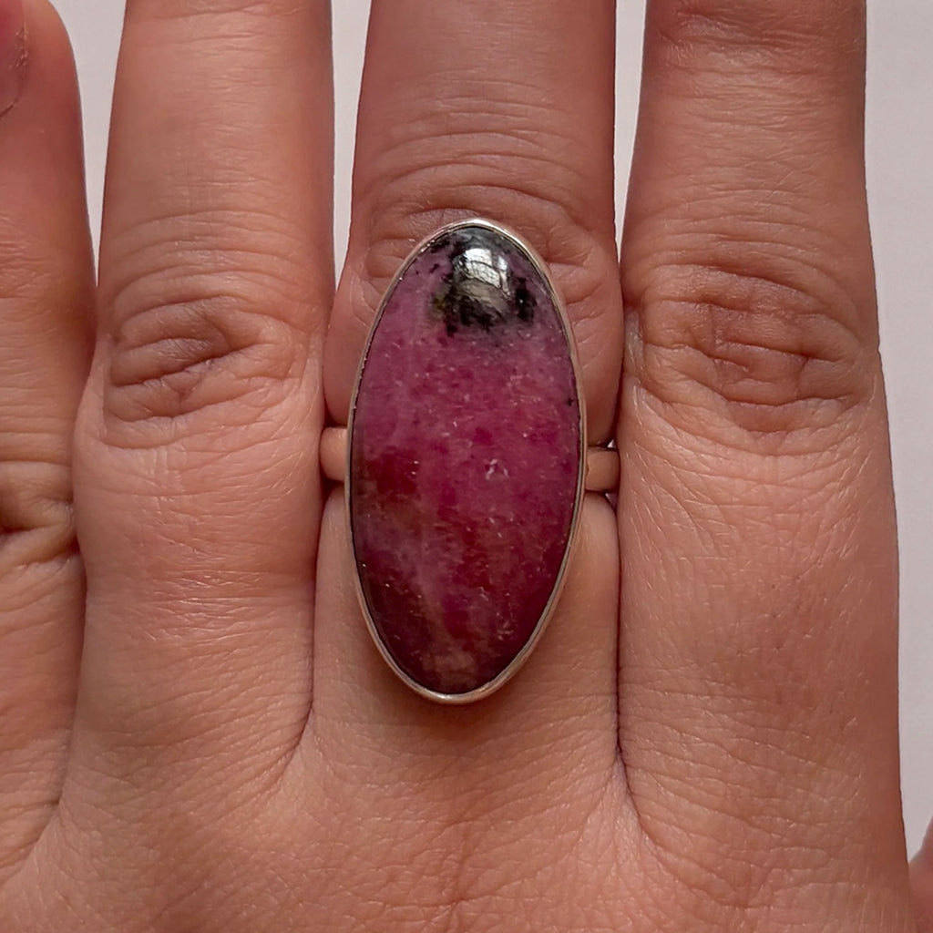 Inel rodonit argint  | Model 2, pietre semipretioase - druzy.ro 2 