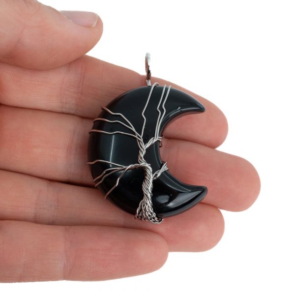 Pandantiv obsidian luna "Tree of life", druzy.ro, cristale 7
