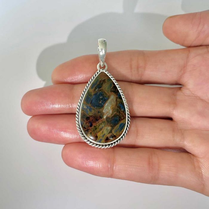 Pandantiv pietersit din argint, piatra furtunii | Model 1, pietre semipretioase - druzy.ro 2 