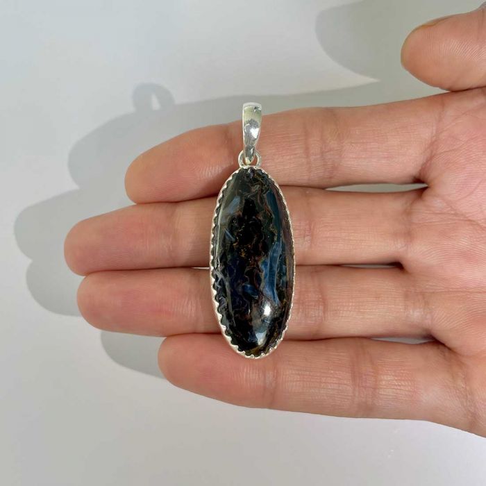 Pandantiv pietersit din argint, piatra furtunii | Model 2, pietre semipretioase - druzy.ro 2 