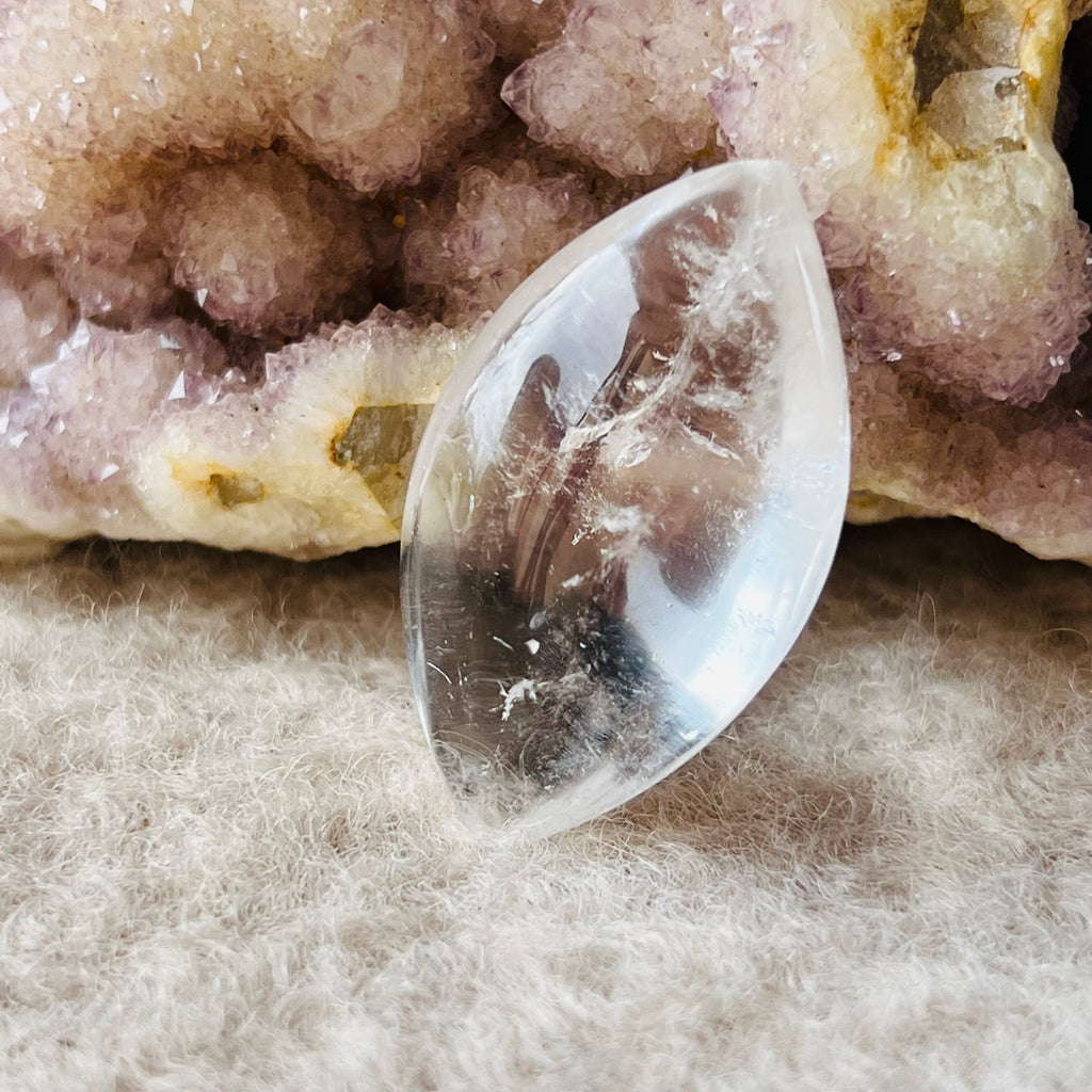 Lacrimi de inger cuart incolor/cristal de stanca piatra rulata/cabochon m1, druzy.ro, cristale 2