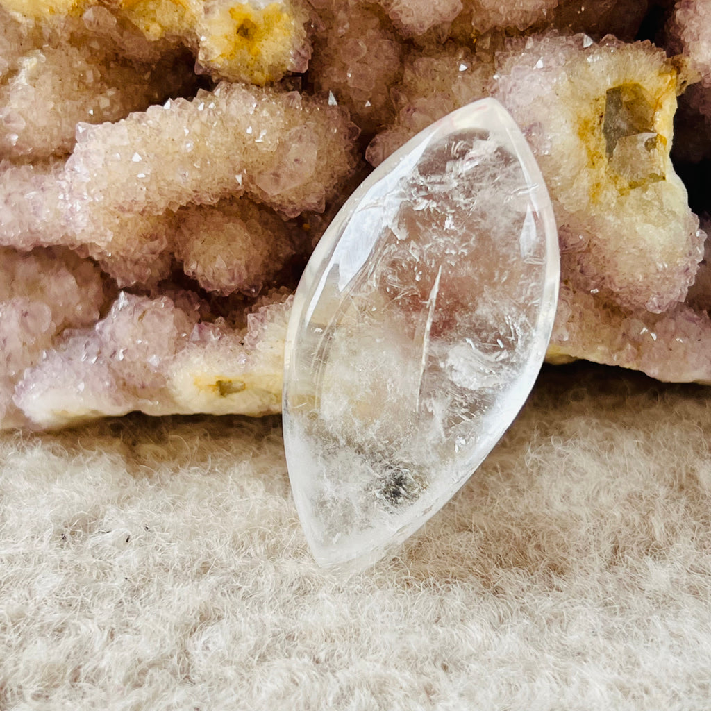 Lacrimi de inger cuart incolor/cristal de stanca piatra rulata/cabochon m3, druzy.ro, cristale 1