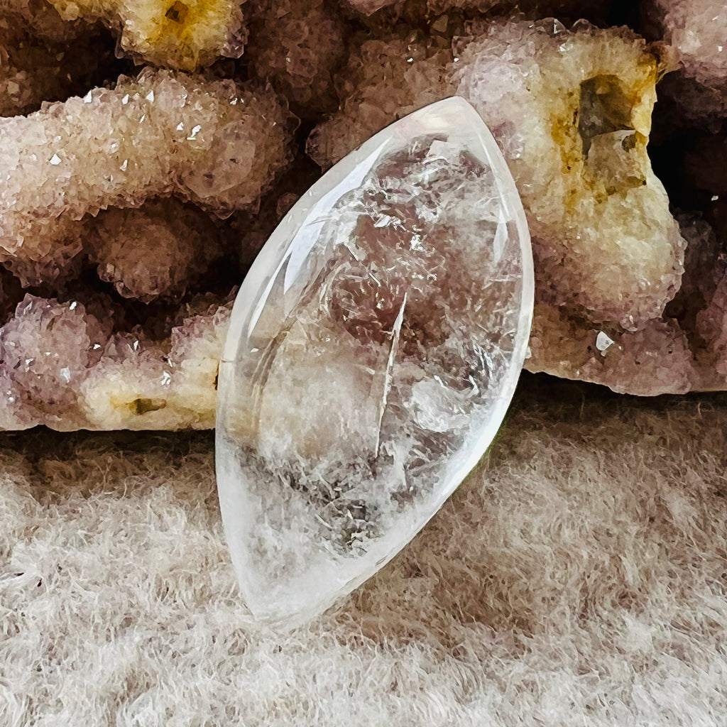 Lacrimi de inger cuart incolor/cristal de stanca piatra rulata/cabochon m3, druzy.ro, cristale 2
