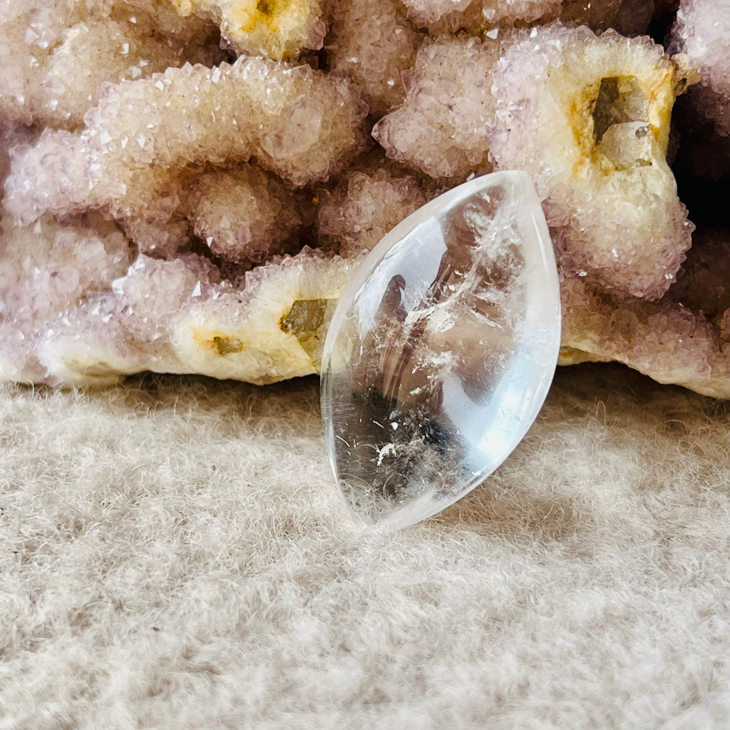 Lacrimi de inger cuart incolor/cristal de stanca piatra rulata/cabochon m1, druzy.ro, cristale 1